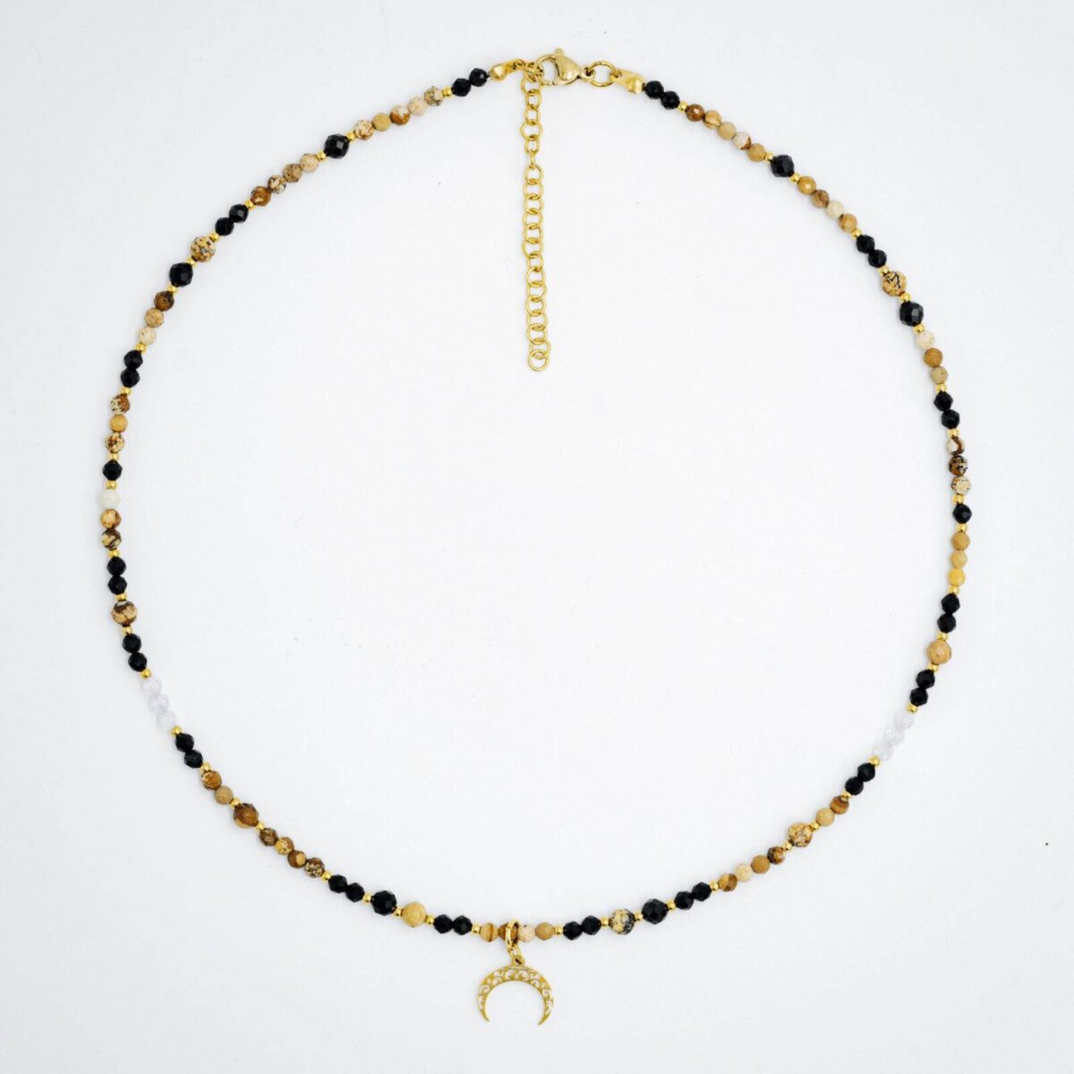 Naszyjnik Choker Jaspisem Obrazkowym, Spinelem