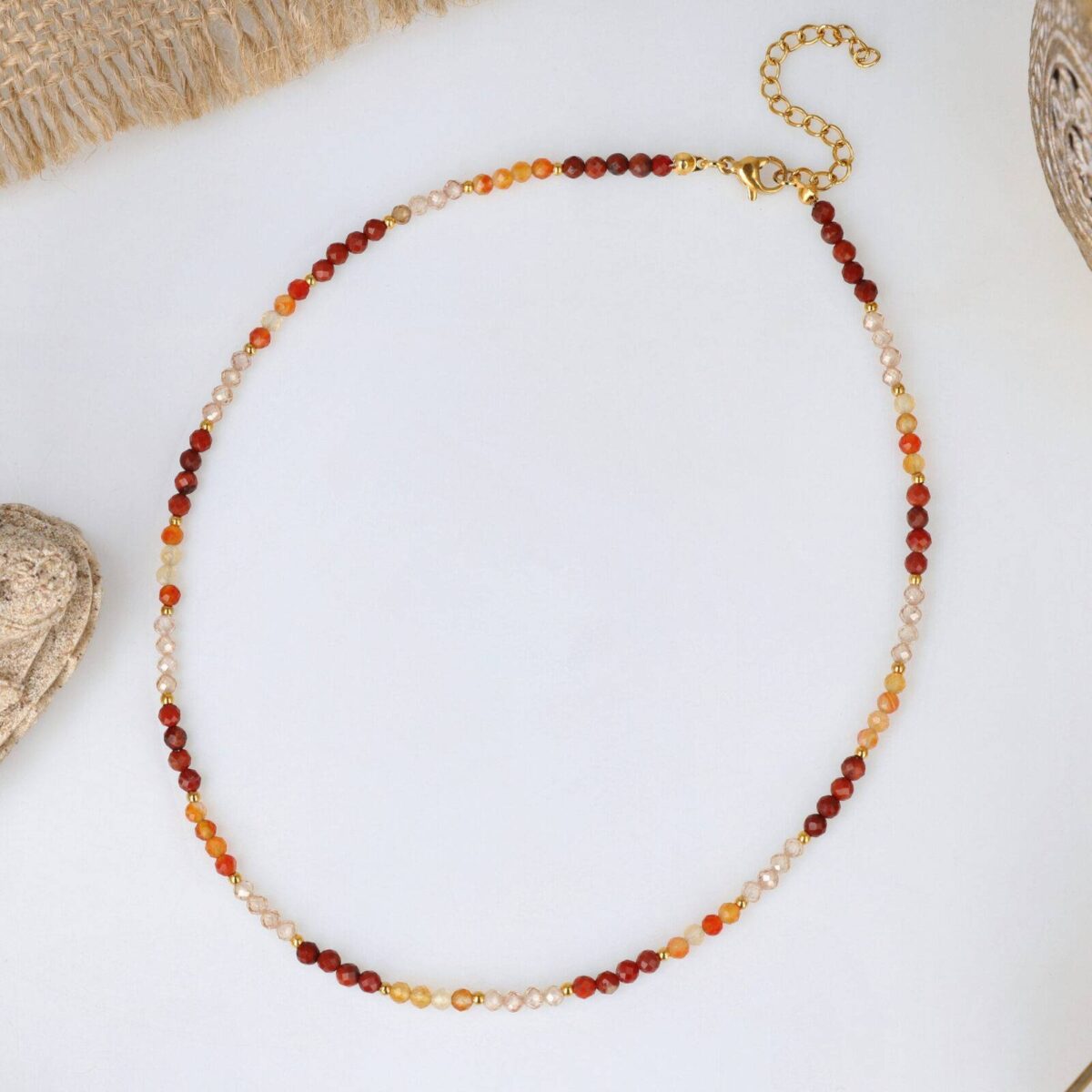Naszyjnik Choker z Jaspisem, Agatem, Cyrkonią