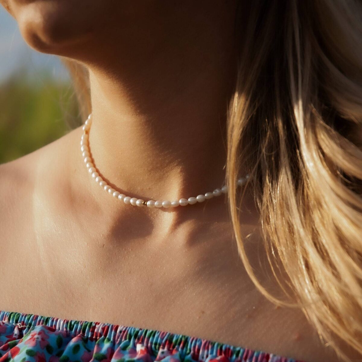 Naszyjnik Choker z Perłami Naturalnymi