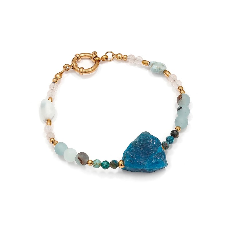 AMULET Łączący Serce i Głos z apatytem, amazonitem, larimarem, kwarcem różowym – limitowany drop